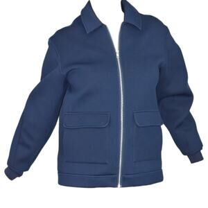 ASOS Scuba Jacket Navy Blue Utility Workwear Coat Chore Zip Front Size Medium